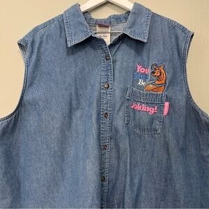 Cartoon Network Scooby-Doo Denim Vest Shirt Vintage 2000s Y2K Size 26/28W